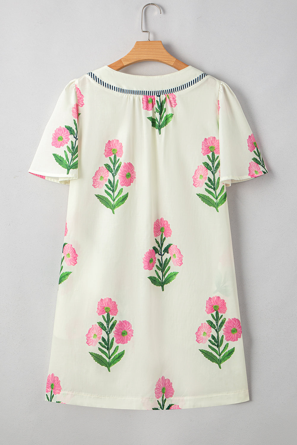 Apricot Striped Floral Mini Dress