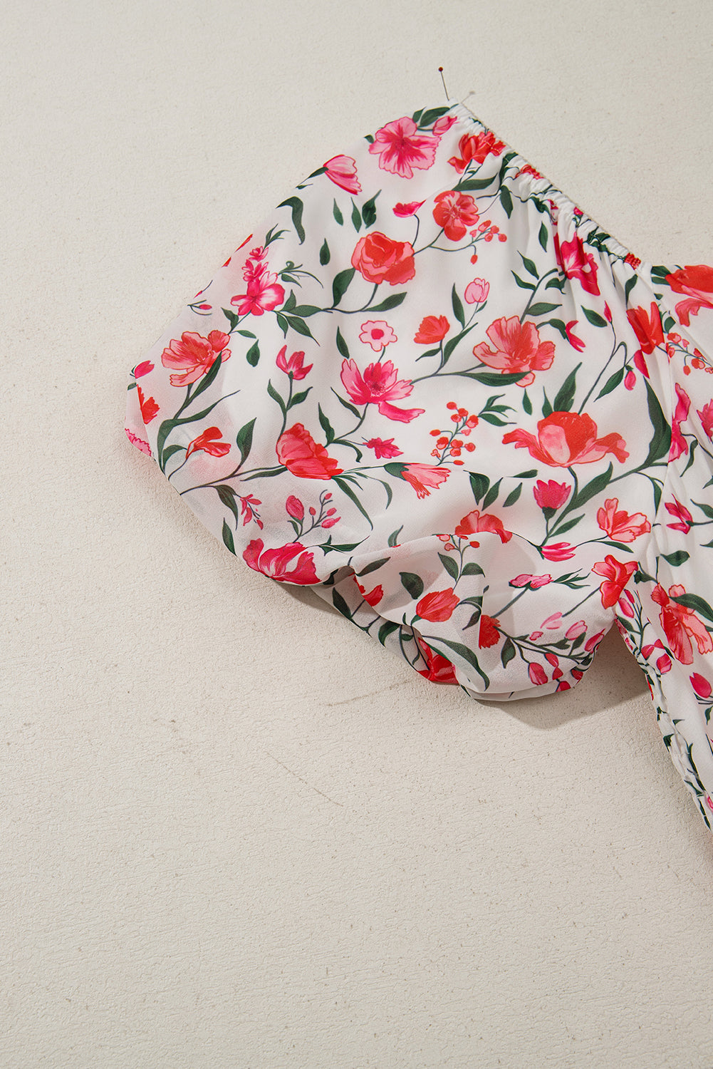 Pink Floral Puff Sleeve Tiered Maxi Dress