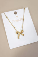 18K STAINLESS STEEL TARNISH FREE BOW NECKLACE | 40NK9387: GOLD