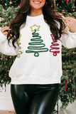 White Tinsel Christmas Tree Pattern Casual Sweatshirt
