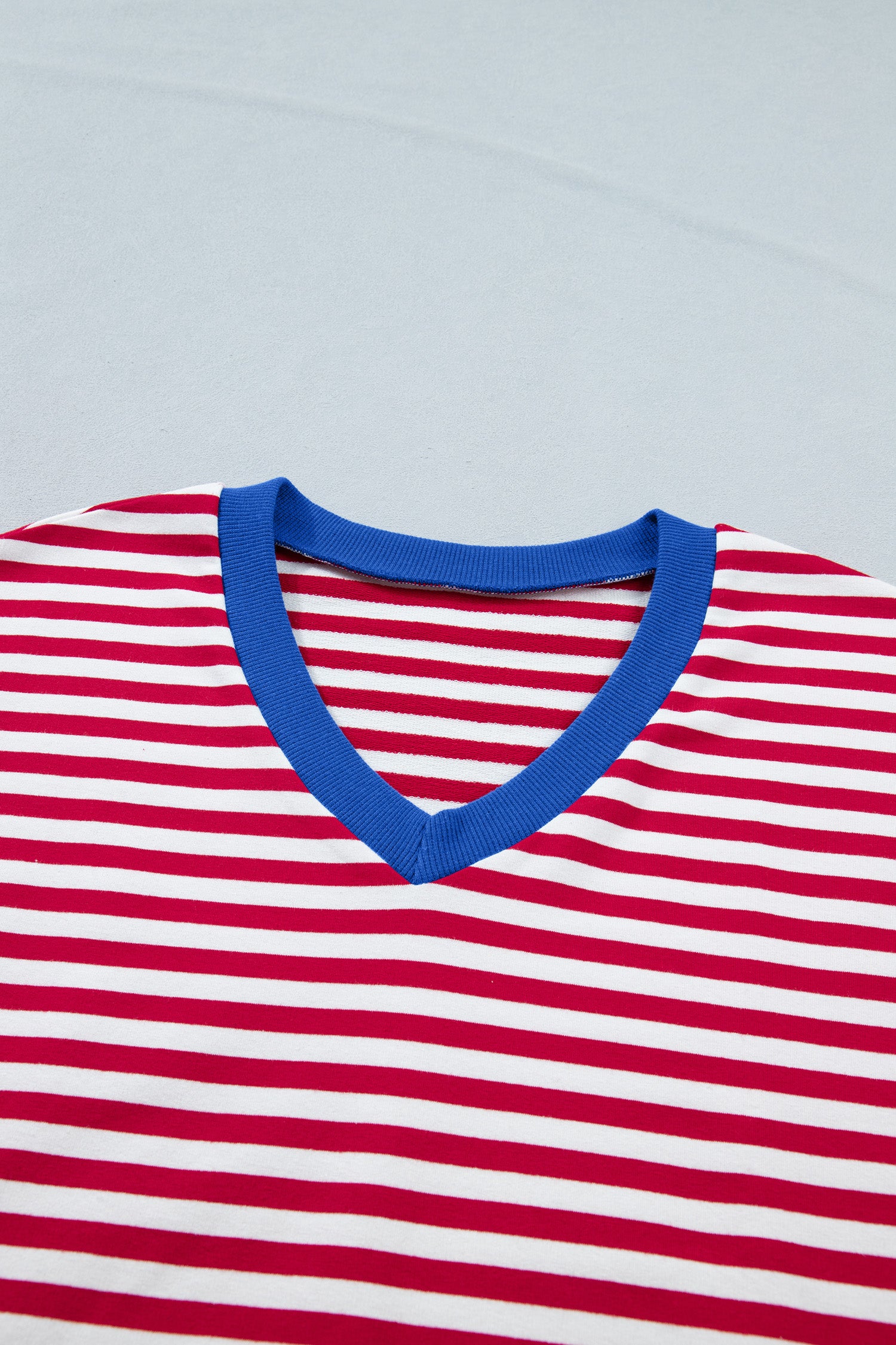Pink Stripe Colorblock Tee Drawstring Elastic Waist Short Set