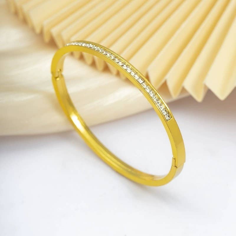 18K NON-TARNISH WATERPROOF STAINLESS STEEL BANGLE | 40B5152: Gold