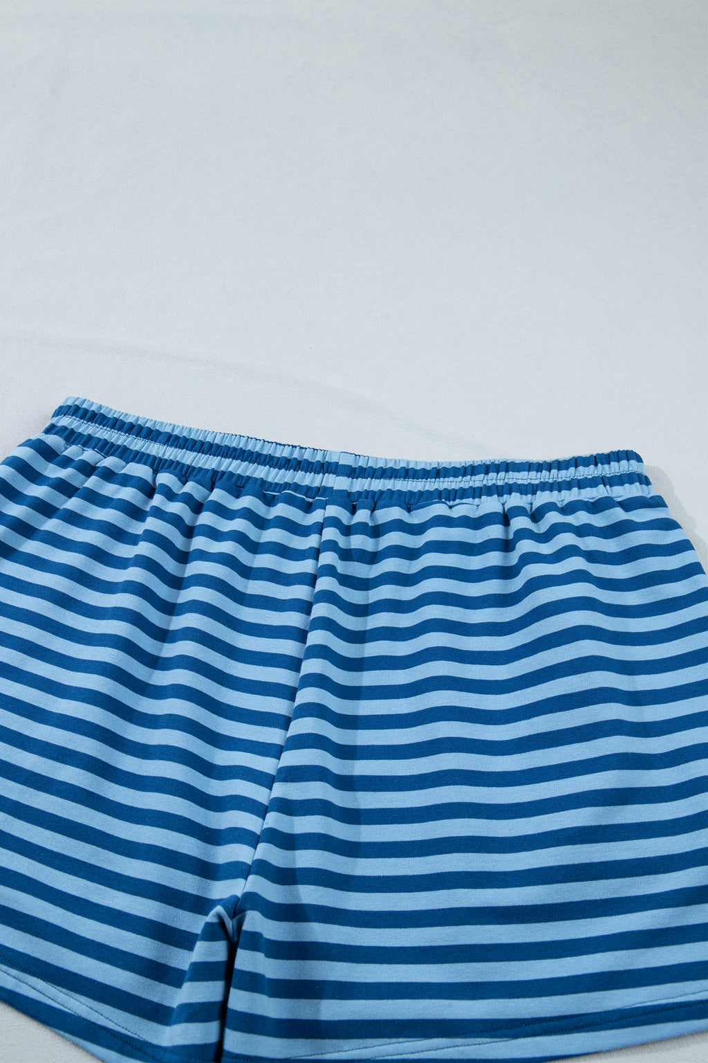 Blue Stripe Plus Size Tee and Shorts Two-Piece Set