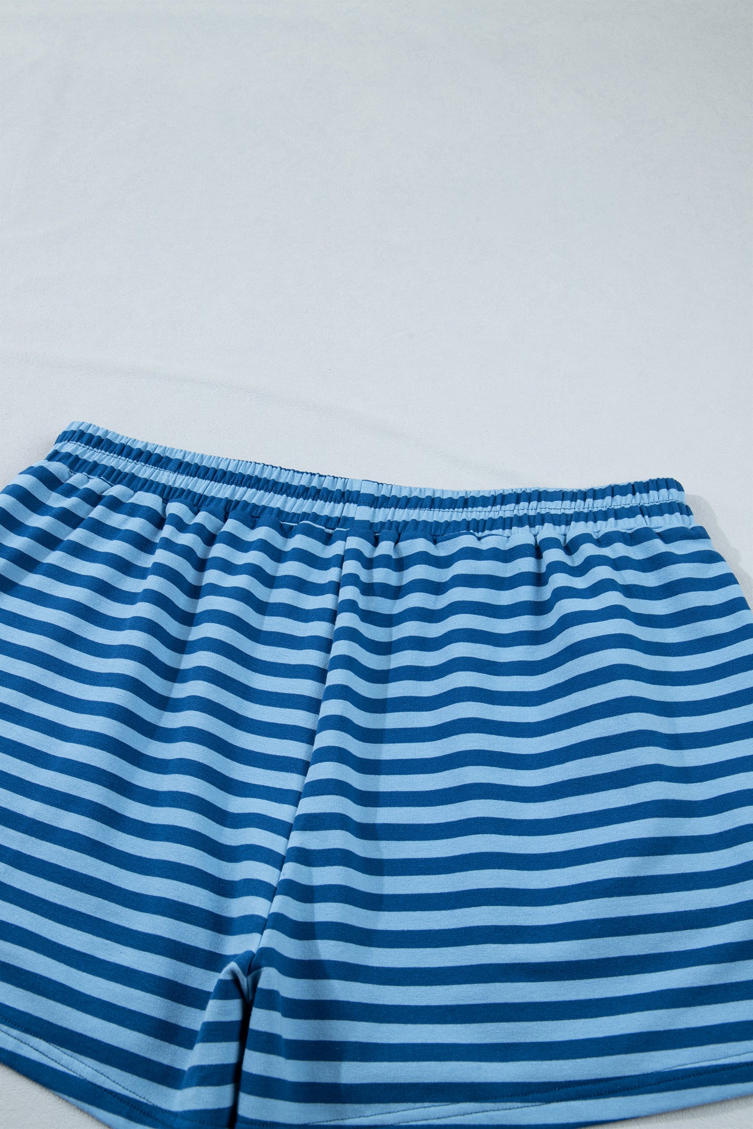 Blue Stripe Plus Size Tee and Shorts Two-Piece Set