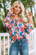Bohemian Floral Ruffle Off Shoulder Blouse