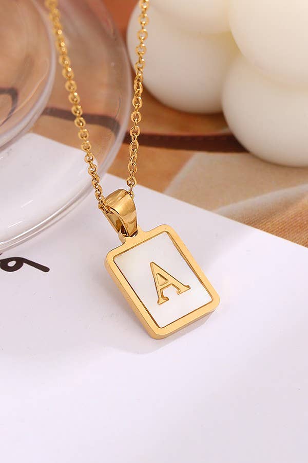 MOP  INITIAL STAINLESS STEEL TARNISH FREE NECKLACE | 40NK314: C