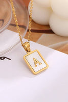 MOP  INITIAL STAINLESS STEEL TARNISH FREE NECKLACE | 40NK314: L