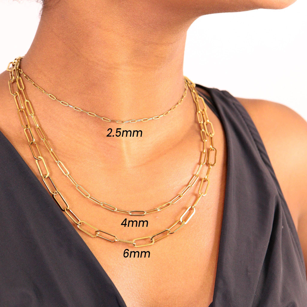 18K Gold Paperclip Chain Necklace: 18+02" / 2.5mm