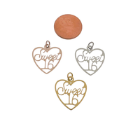 18k Gold PVD Coated Stainless Steel "Sweet 16" Charm