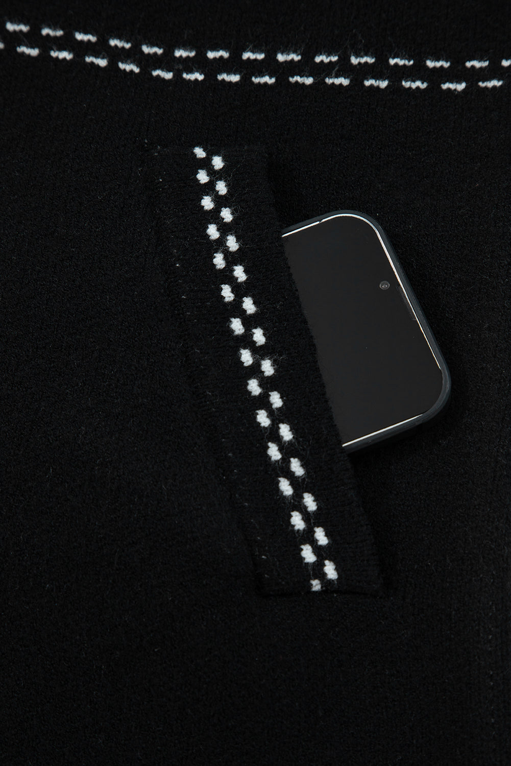 Black Bomber Contrast Trim Snap Button Long Sleeve Cardigan