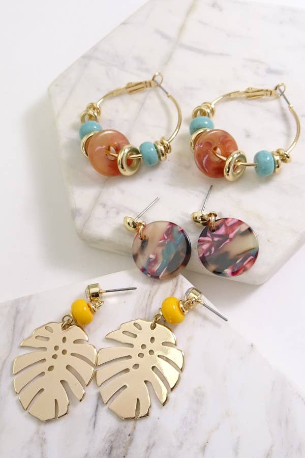 TRIO ACRYLIC EARRING SET | 260394138: MULTI