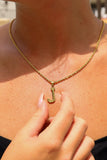 18K Gold PVD Coated Stainless Steel Sports Letter Pendant: R