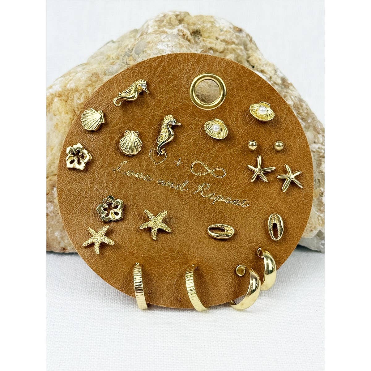 All about Beach Theme Earrings: GOLD 10 Pair