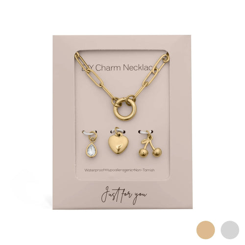 18K Gold Cherry Love Charm Holder Necklace Gift Set: Gold