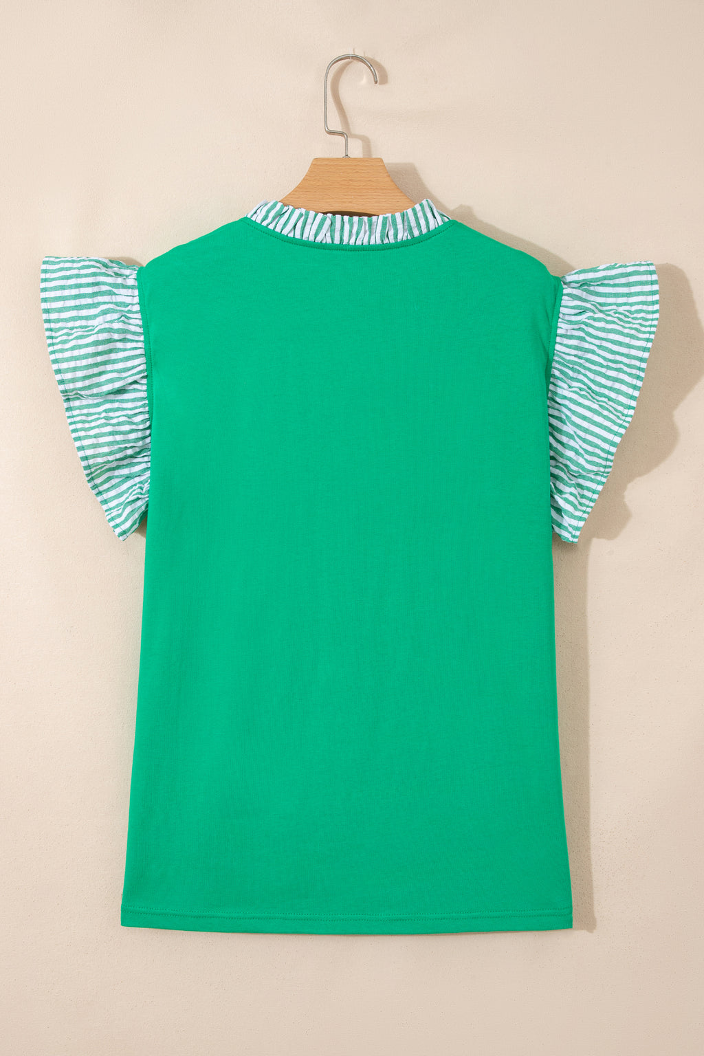 Dark Green Plus Size Flutter Sleeve Blouse