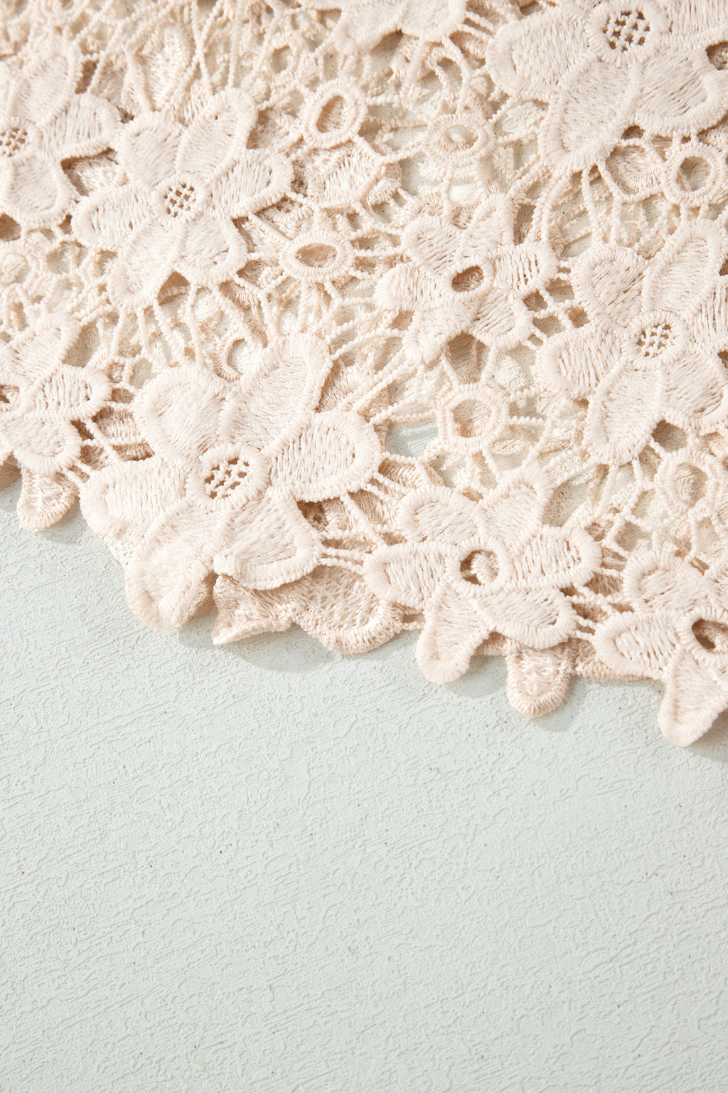 Beige Sheer Floral Lace Hem Halter Summer Dress