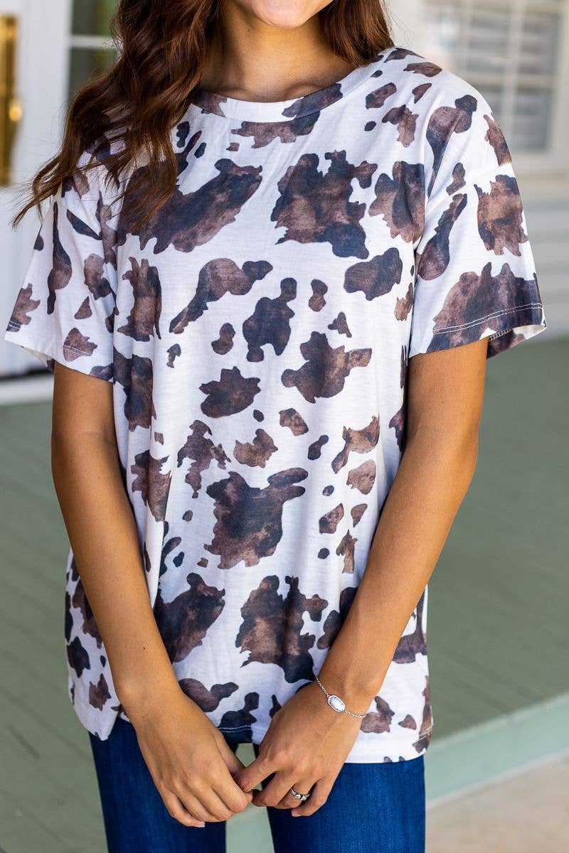Mooving On Short Sleeves T-Shirt, Cow Print: Cowprint / Large