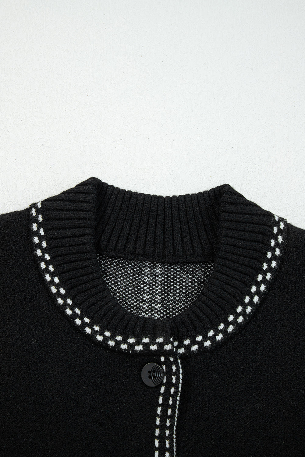 Black Bomber Contrast Trim Snap Button Long Sleeve Cardigan