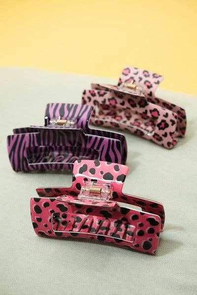 ANIMAL PRINT HAIR CLAW CLIPS | 40H516: BEIGE