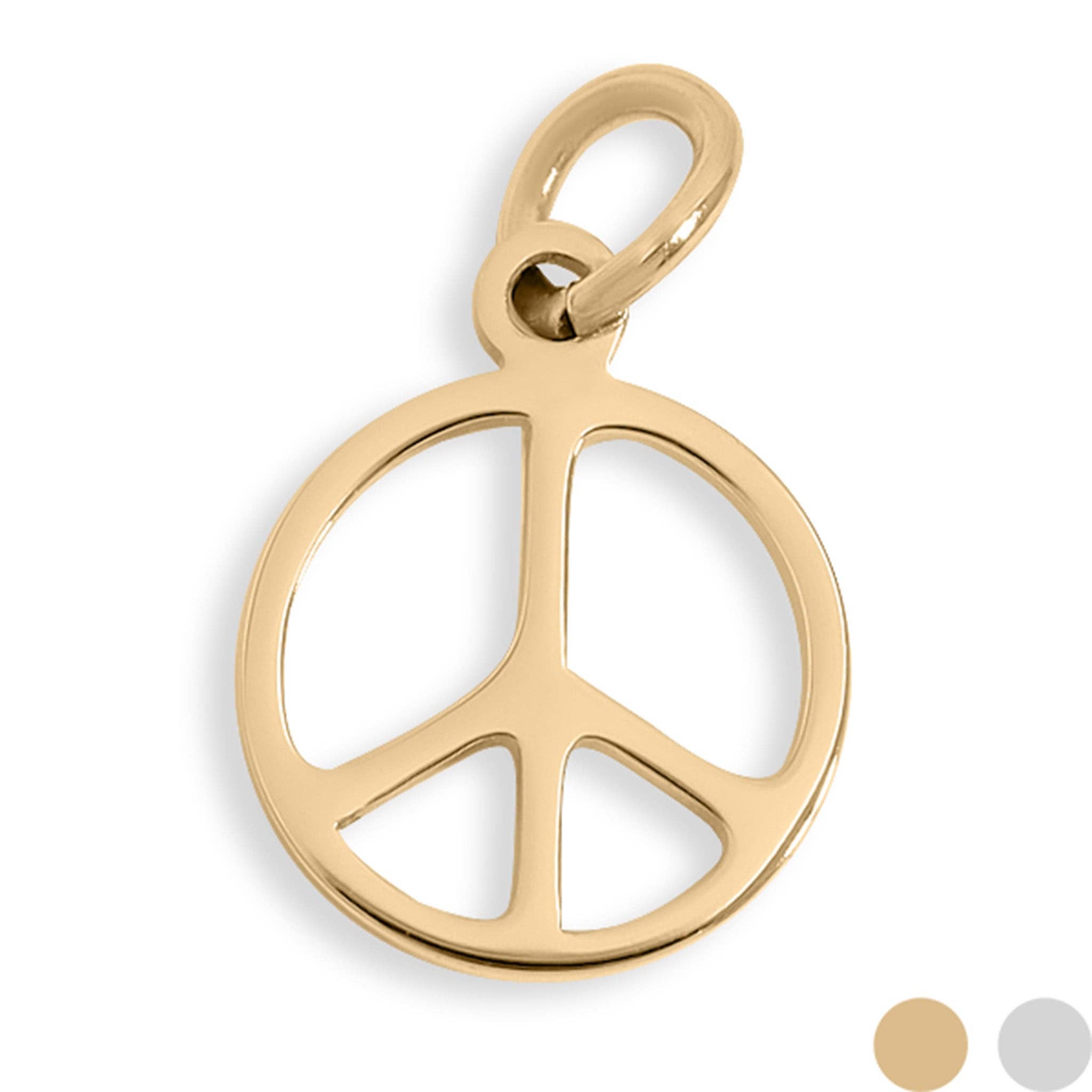 18K Gold Stainless Steel Peace Sign Charm: Gold