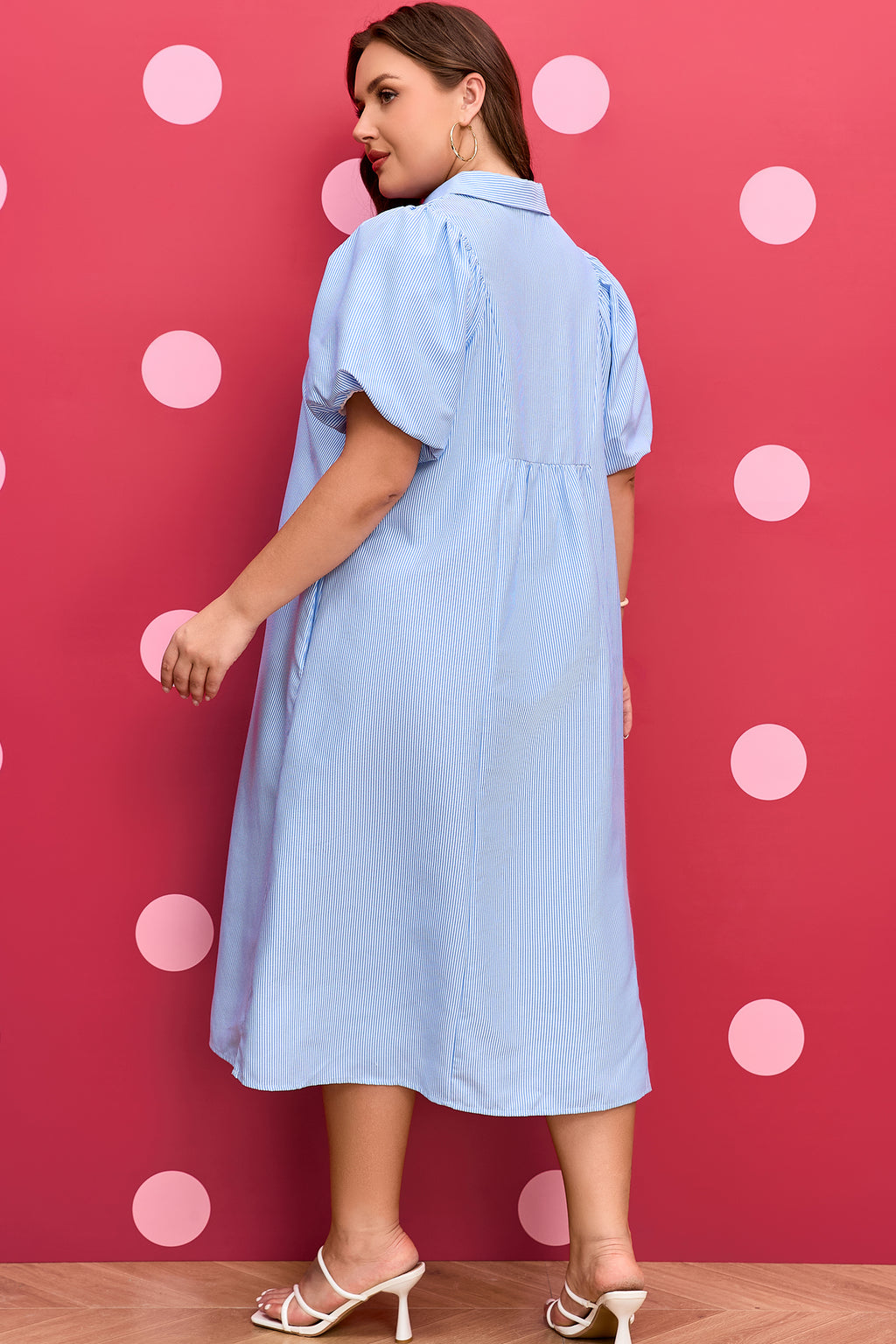 Sky Blue Stripe Midi Dress
