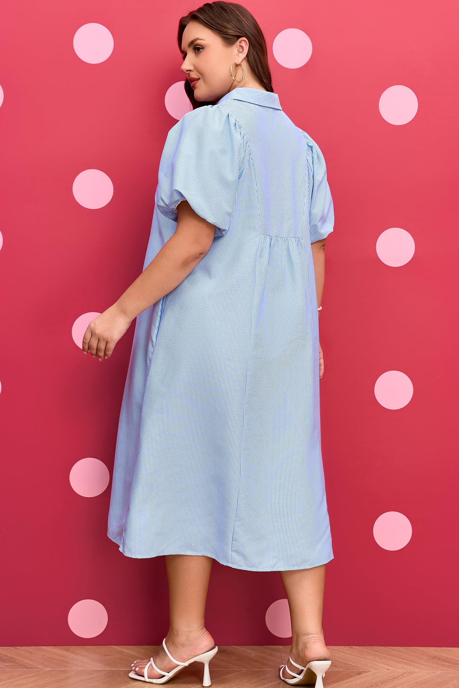 Sky Blue Stripe Midi Dress