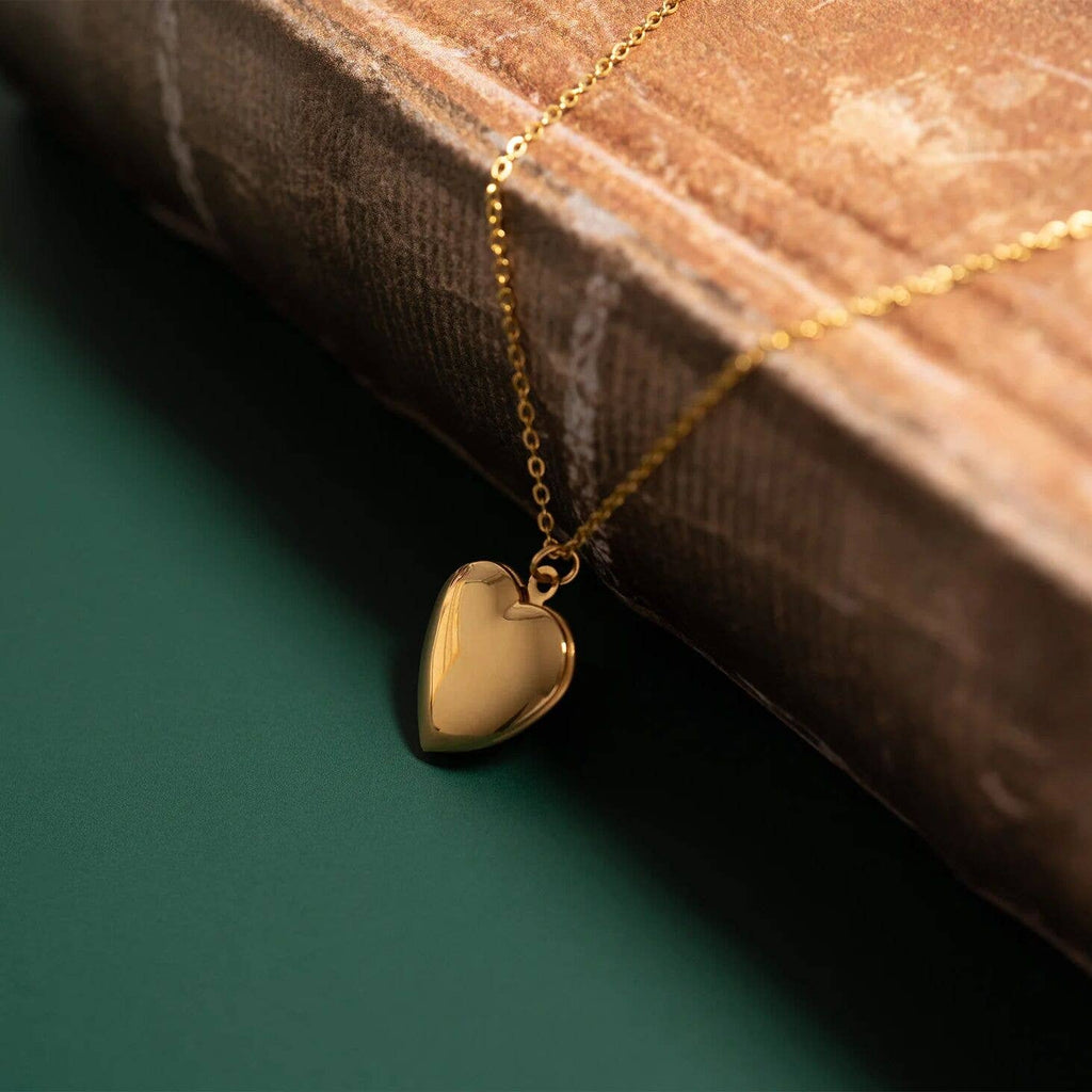 18K Gold PVD Stainless Steel Heart Locket / PDL0239: Gold
