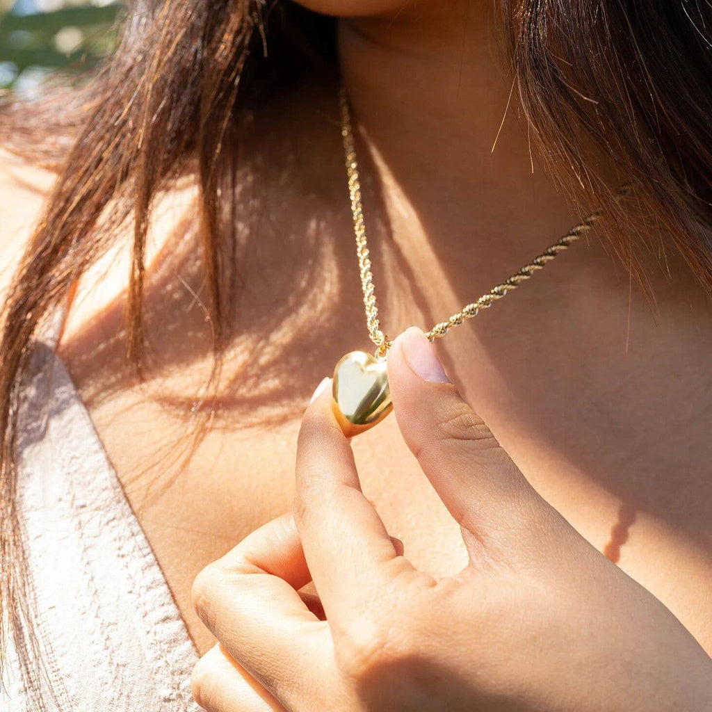 18K Gold PVD Stainless Steel Heart Locket / PDL0239: Gold