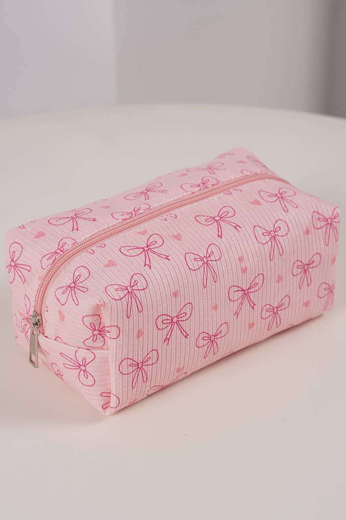 STRAWBERRY WESTERN BOW MAKEUP COSMETIC POUCH BAG | 40P544: RED STRAWBERRY