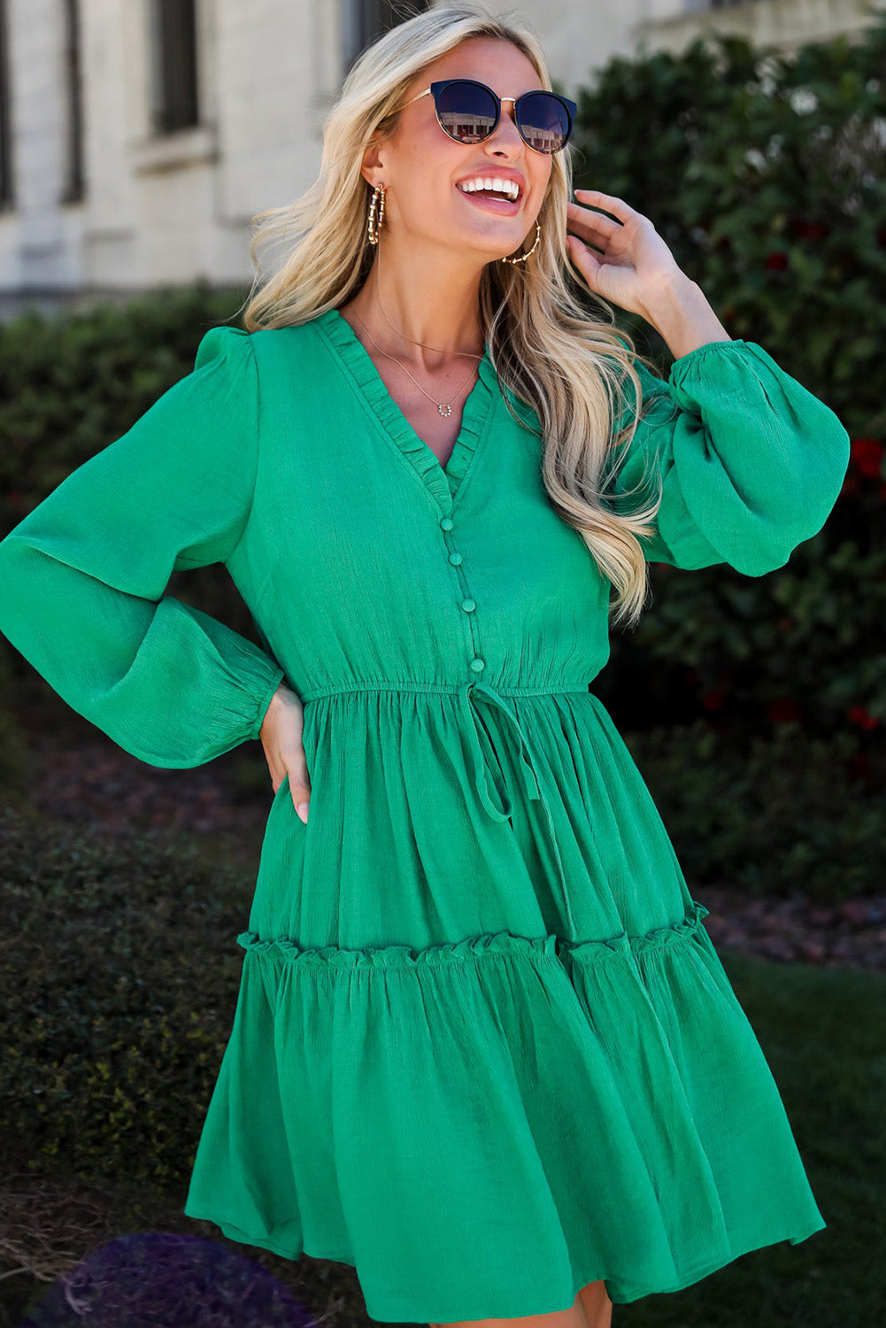 Sea Green Frilly Mini Dress