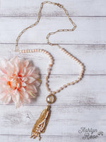 Rosé All Day Clear Crystal Tassel Pendant On A Gold Linked Chain Beaded Necklace: Gold / One Size