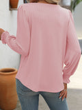 Square Neck Long Sleeve T-Shirt for Women: Pink / 95%polyester+5%spandex / L