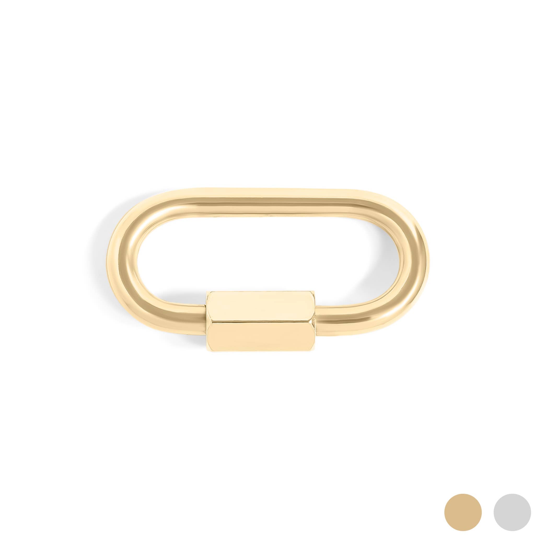 18K Gold PVD Classic Carabiner Charm Holder Clasp: Stainless