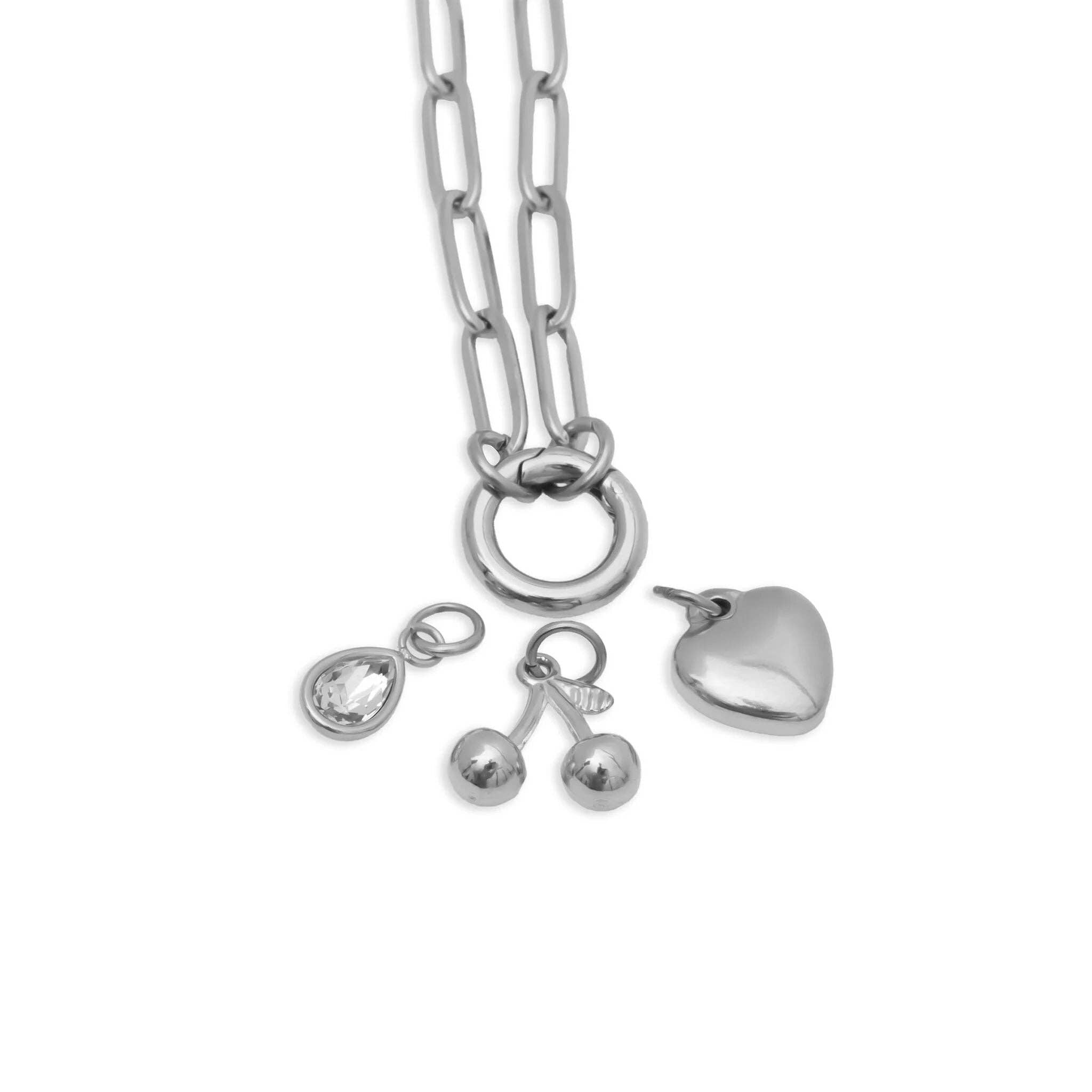 18K Gold Cherry Love Charm Holder Necklace Gift Set: Gold