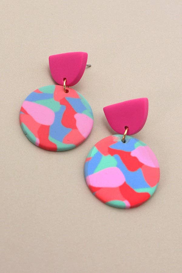 COLORFUL PRINT POLYMER EARRINGS| 40E215: A