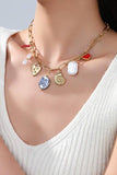 STAINLESS STEEL TARNISH FREE CHARM NECKLACE | 40NK373: GOLD