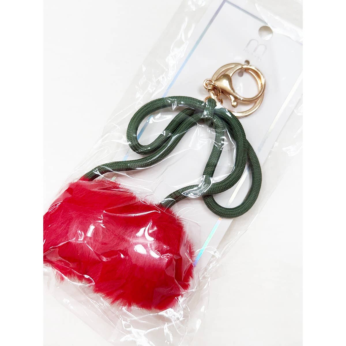 Jumbo Cherry PomPom KeyChain: RED / ONE(6)