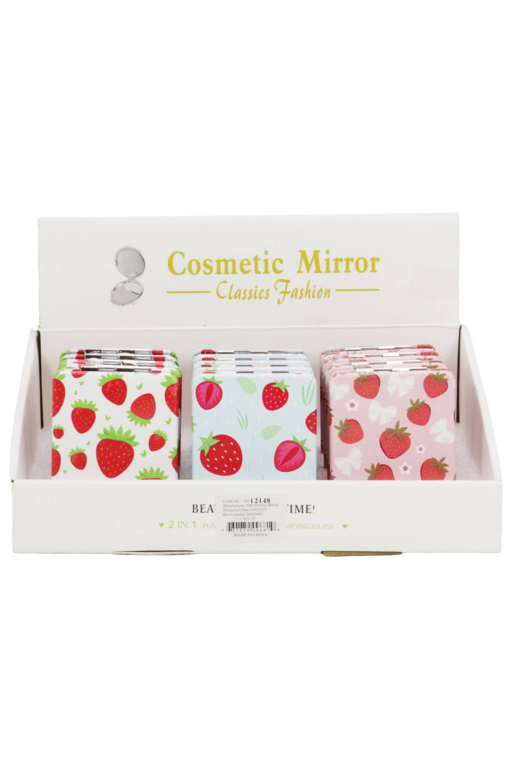 Strawberry All Over Matte Compact Mirror: ASSORTED / ONE SIZE