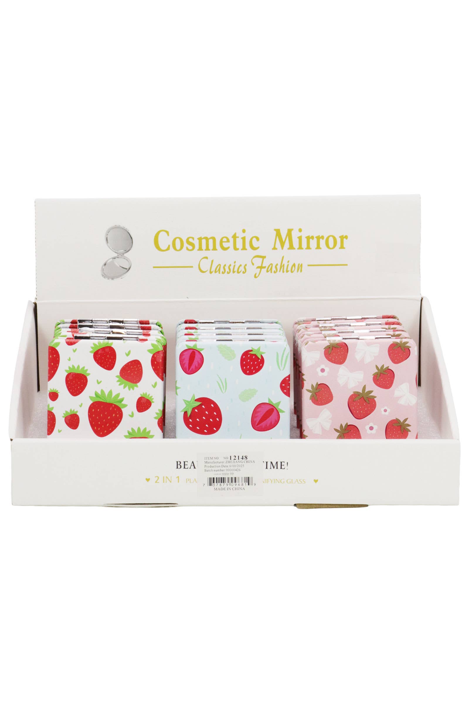 Strawberry All Over Matte Compact Mirror: ASSORTED / ONE SIZE