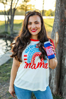Mama Patriotic Rainbow Tee: Mix Pattern / Medium