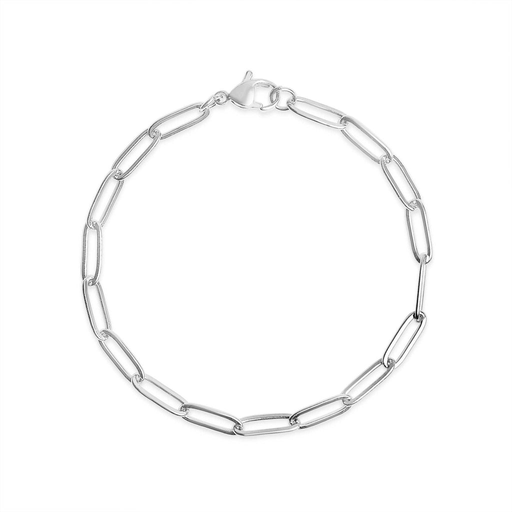Stainless Steel Paperclip Chain Bracelet: Stainless / 7" Silver Color