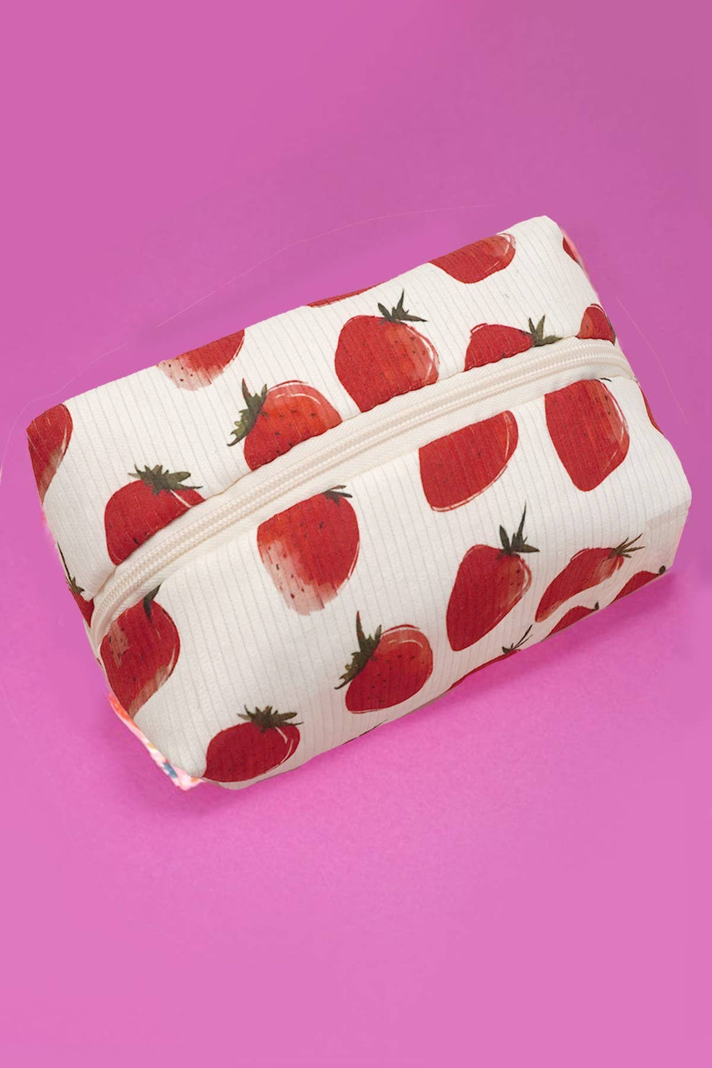 STRAWBERRY WESTERN BOW MAKEUP COSMETIC POUCH BAG | 40P544: RED STRAWBERRY