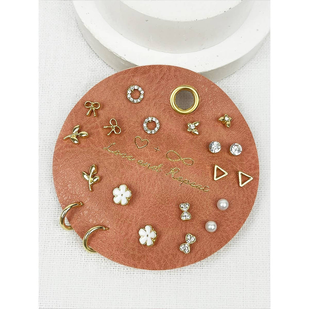 Minimalist Everyday Earrings: GOLD 10 pairs