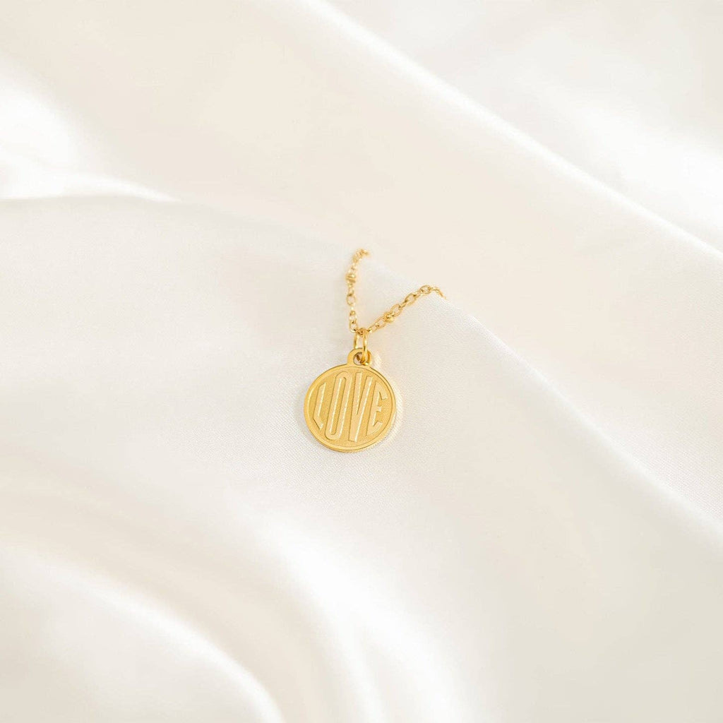 18K Gold PVD Stainless Steel Round Love Charm / PDL0254: Gold / 15mm