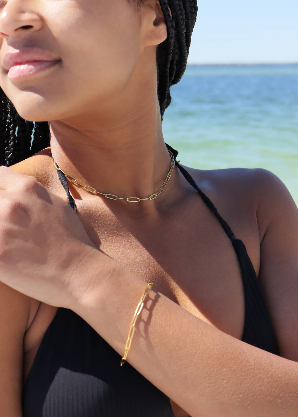18K Gold Paperclip Chain Necklace: 18+02" / 4mm