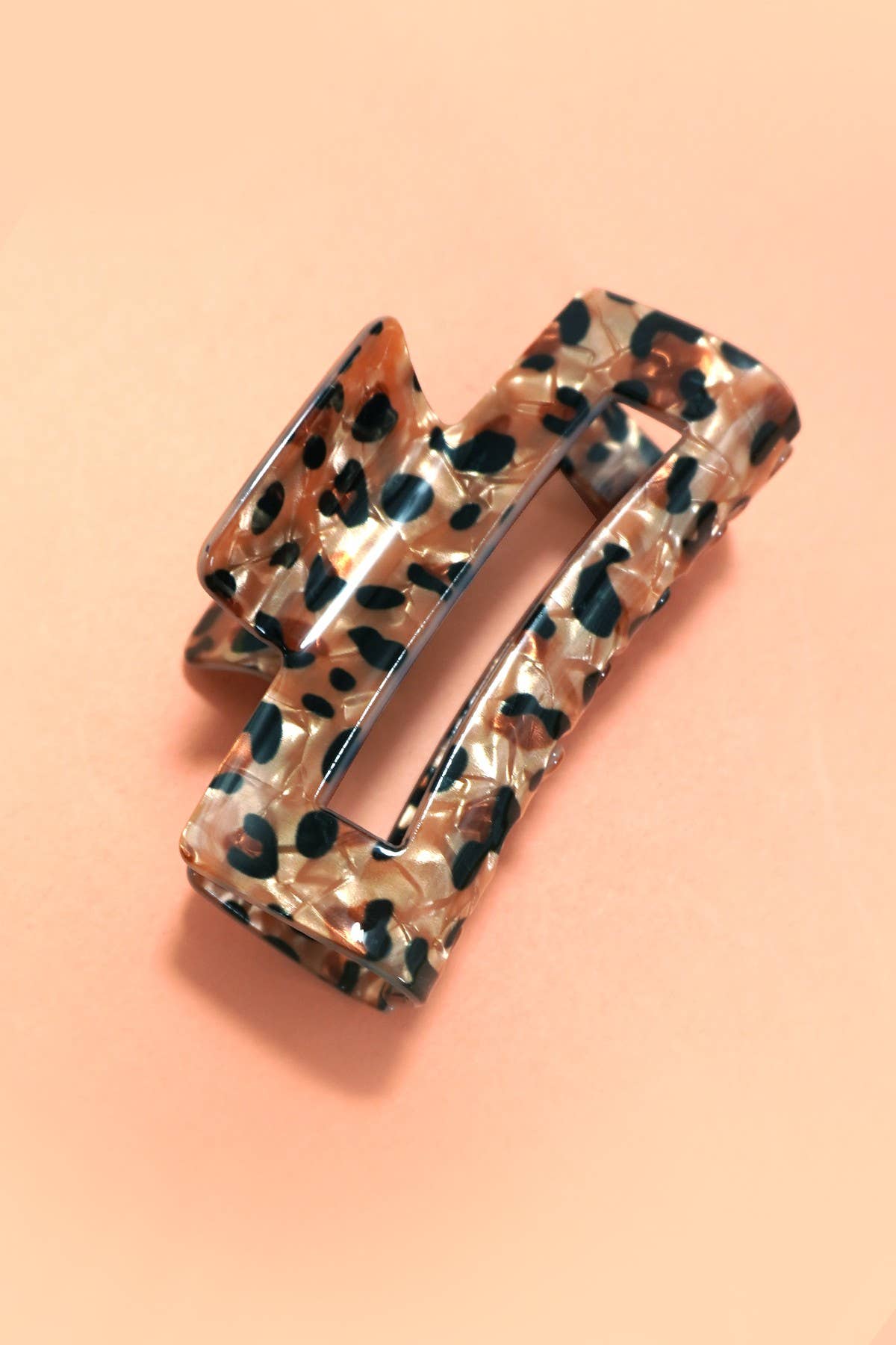 RECTANGLE LEOPARD ANIMAL DESIGN HAIR CLAW CLIPS | 40H859: Beige