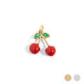 18K Gold PVD Stainless Steel Red Cherry Fruit Charm: Gold