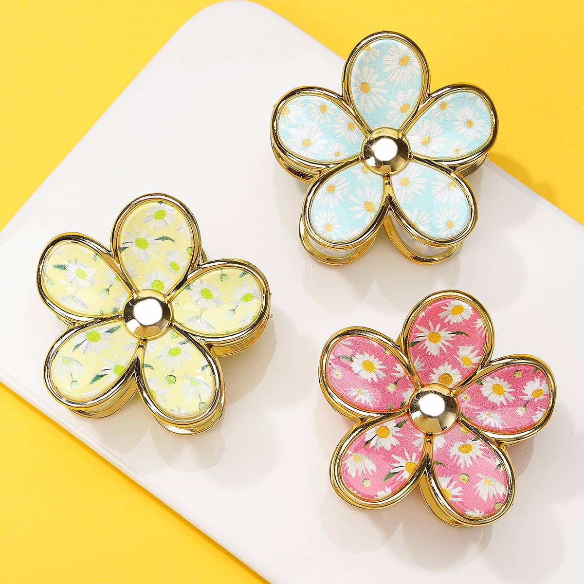 Floral Bloom Hair Claw Clips | 40H1058: Blue