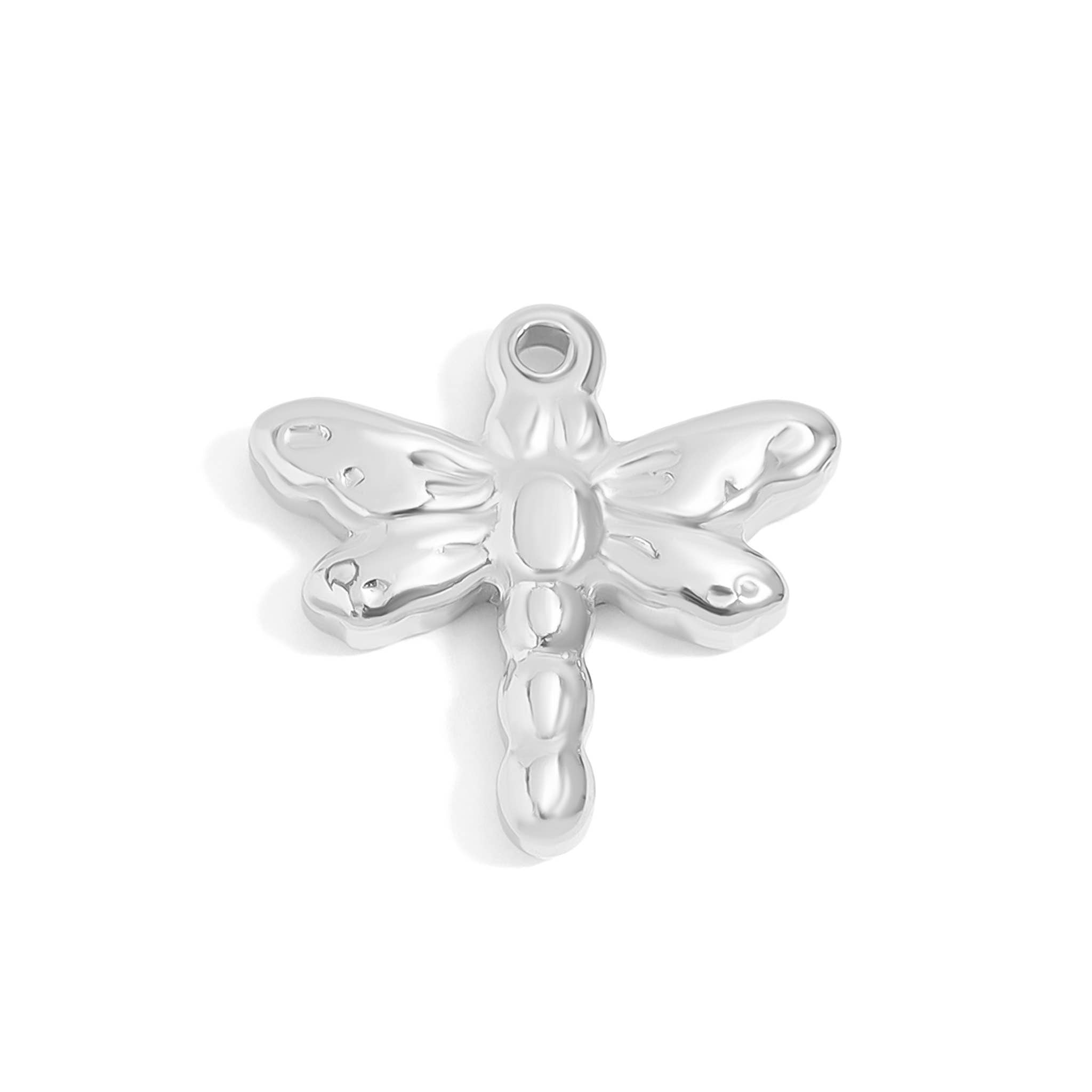 18K Gold PVD Stainless Steel Dragonfly Charm: Stainless