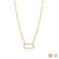 18K Gold PVD Paperclip Carabiner Necklace: Gold / 18+2"